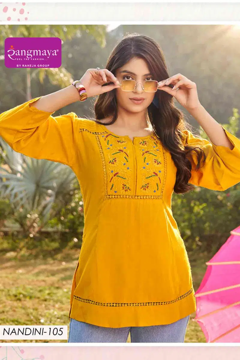 Nandini By Rangmaya Rayon Wholesale Tunic Ladies Top Suppliers In Mumbai